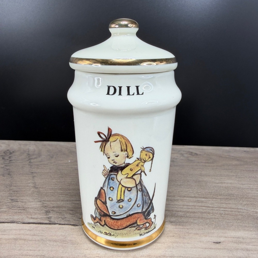 M.J.‎ Hummel Dill Spice Jar 1987 Danbury Mint Porcelain Gold Trim Made in Japan - Picture 9 of 11